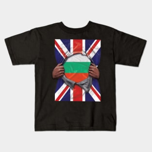 Bulgaria Flag Great Britain Flag Ripped - Gift for Bulgarian From Bulgaria Kids T-Shirt